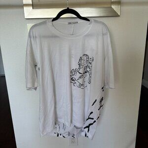 Zara White Van Gogh Mona Lisa T-Shirt